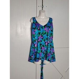 NWOT CARRIAGE COUNT FIT SWIMSUIT DRESS BLUE NYLON/SPANDEX SIZE 22W(3X)